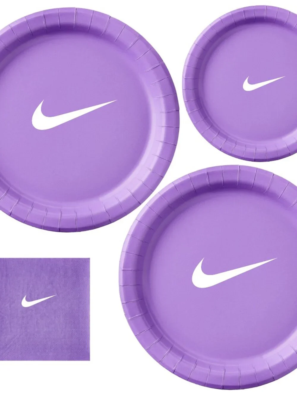 Custom Retro Basketball Party Tableware Set | Purple with White Design | 60 PCS